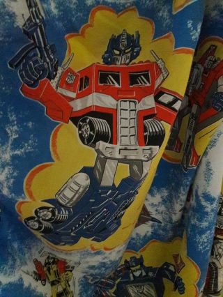 Vintage Hasbro 1984 Transformers Twin Flat Fitted Sheet Pillow Case Euc