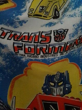 Vintage Hasbro 1984 Transformers Twin FLAT FITTED SHEET PILLOW CASE EUC 2