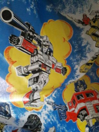 Vintage Hasbro 1984 Transformers Twin FLAT FITTED SHEET PILLOW CASE EUC 3