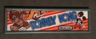 Vintage " 1981 Donkey Kong " Framed Arcade Game Header Nintendo 6 1/2 " X 23 1/2