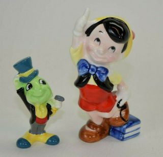 Disney Vintage Ceramic Figurines Pinocchio & Jiminy Cricket Made In Japan