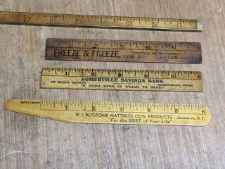 3 Vintage 6 Inch Wooden Advertising Rulers 3 Digit Phone Number