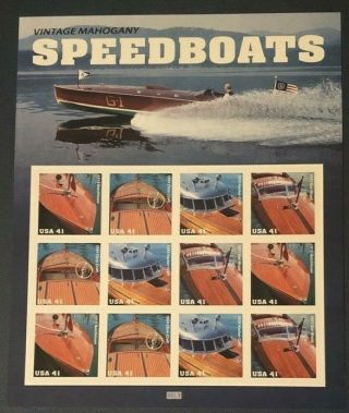 Vintage Mahogany Speedboats Stamp Sheet - - Usa 4160 - 4163 41 Cent 2007 12 Stamps