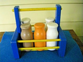 Vintage Holgate Wooden Milk Crate With Bottles Toy
