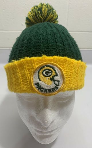 Vintage 1980’s Green Bay Packers Winter Stocking Pom Hat Cap Beanie