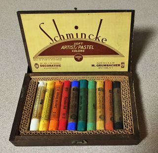 Vintage Schmincke Soft Artist Pastel Colors Series 11 - 10 Colors,  Dovetail Box