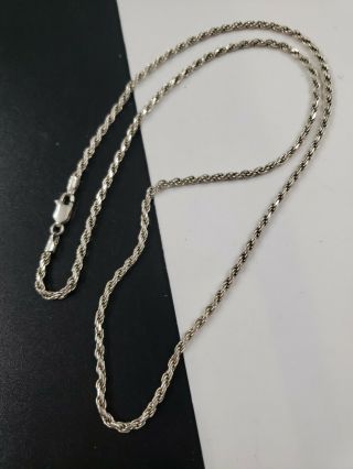 Vintage Sterling Silver 925 Italy 3 Mm Rope Chain Necklace 20 " L (9g)