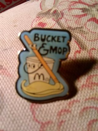 Vintage Mcdonalds Bucket And Mop Crew Employee Lapel Hat Pin