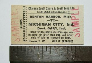 Vintage Css&sbrr Railroad Benton Harbor Michigan City Indiana Gary In Rr Ticket