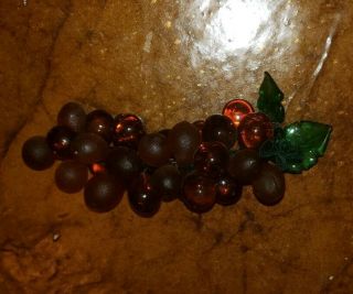 Murano Grape Cluster w/ Leaves Hand Blown Art Glass Wired Brown Vintage 2