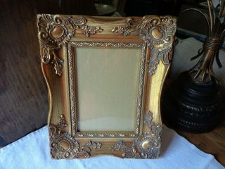Vtg.  Lovely Ornate Antiqued Gold Wood Easel Back Picture Frame 5 " X7 "