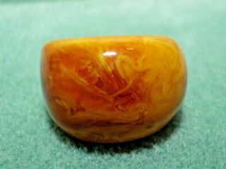 Vintage Butterscotch Swirl Lucite Chunky Domed Bubble Ring Size 8.  5 Or 8 1/2