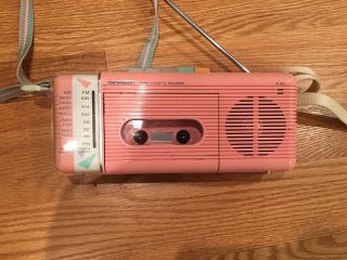 Vintage Sharp Qt - 5 (p) Pink Am/fm Radio Cassette Recorder - Only Radio