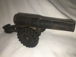 Old Vintage Cast Iron Canon Hard Rubber Wheels 9 1/2” Long