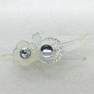 Vintage Flower Spray Brooch Pin Clear Lucite Rhinestone Costume Jewelry