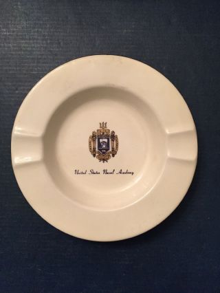 Vintage U.  S.  Naval Academy - Ceramic Ashtray / Trinket Dish Gold Trim - American