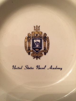 Vintage U.  S.  Naval Academy - Ceramic Ashtray / Trinket Dish Gold Trim - American 3