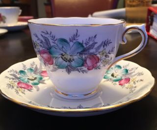 Vintage Colclough Numbered (6632) Teacup And Saucer Flowered Design