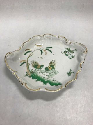 Richard Ginori Vintage Rooster Dish Porcelain Trinket Green Gold Italy