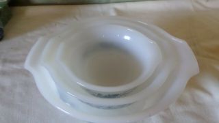 Vintage Currier and Ives Mixing Bowl Set by Glasbake 2