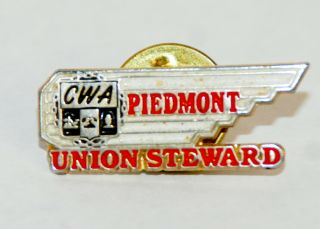 Vintage Piedmont Airlines Cwa Union Steward Lapel Pin