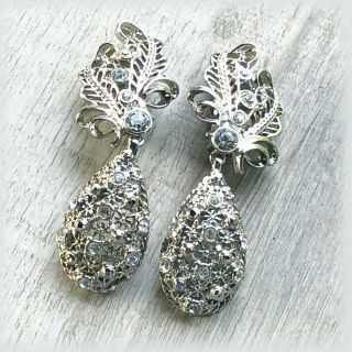 Spectacular Vtg Jose Barrera For Avon Convertible Rhinestone Clip Earrings