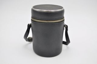 Vintage Black Leather Camera Lens Case 3 " X 4 - 1/2 " Protective Hardshell