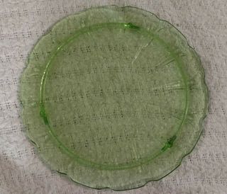 Vintage Green Glass Footed Cake Plate 10.  25 " Uranium Cherry 