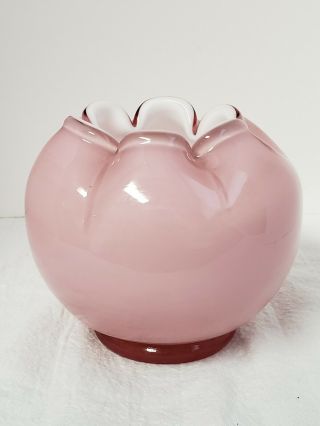 Vintage Fenton Pink Satin Glass Rose Bowl