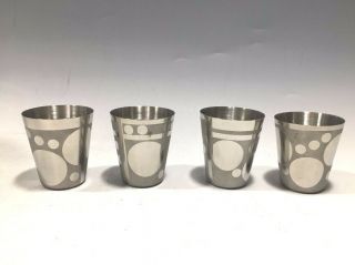 4 Vintage Stainless Steel Shots