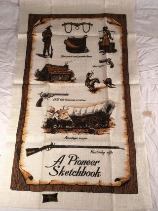 Vtg Kay Dee Colt Derringer Rifle Tea Towel Pioneer Sketchbook Old Stock
