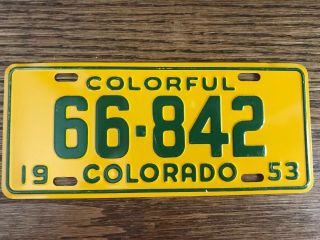 Vintage 1953 Colorado General Mills Wheaties Cereal Bicycle License Plate