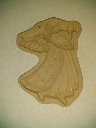 Brown Bag Cookie Art Mold 1996 Angel With Trumpet Gabriel Vintage Hill Design