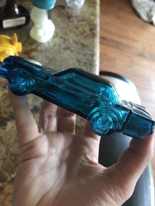 Vintage Avon Blue Glass Decanter 64 Ford Mustang Car - Empty