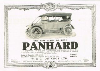 1912 Antique Vintage Panhard De Luxe Car Photo Print Ad