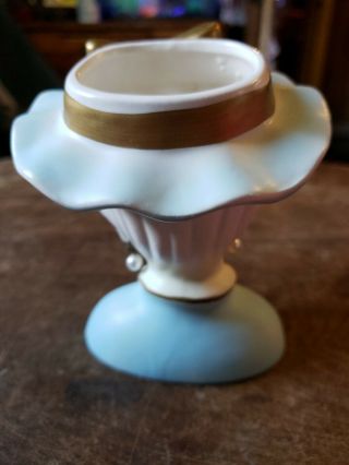 Vintage Lady Head Vase / Planter Unknown Maker Blue Dress and Hat 4