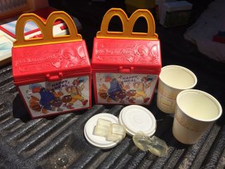 Vintage Mcdonalds Fisher Price Happy Meal Boxes Drink Cups & Ice