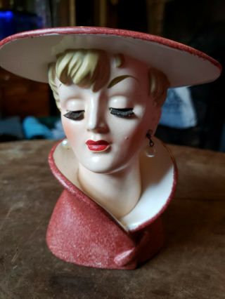 Vintage Relpo K1009b Lady Head Vase / Planter