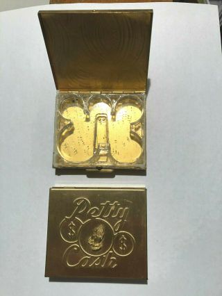 2 Vintage Compact Type Coin Holder/petty Cash Goldtone Praying Hands,