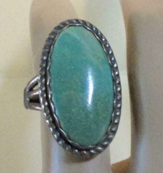 Vintage Southwestern Style Sterling And Blue - Green Stone Ring Size 6