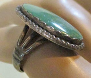 Vintage Southwestern Style Sterling and Blue - Green Stone Ring Size 6 2