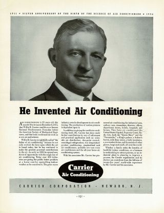 1930s Big Vintage Willis H Carrier Air Conditioning Photo Print Ad