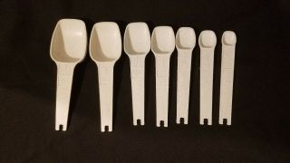 Vintage Tupperware Orange Measuring Spoons Complete Set Of 7 Vg