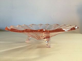 Vintage Depression Glass Pink Footed Scalloped Candy Dish Bon Bon Dish Plate 7 "