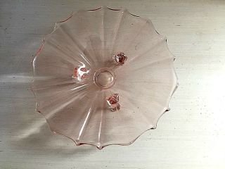 Vintage Depression Glass Pink Footed Scalloped Candy Dish Bon Bon Dish Plate 7 