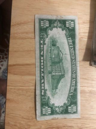 Vintage 1934 A Series $10 Dollar Bill Federal Reserve Boston MA Green Seal Note 3