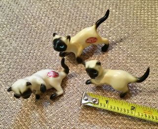 Vintage 3 Piece Set Of Siamese Cat Figurines Bradley Bone China Japan