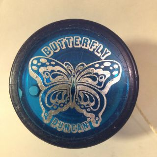 Vintage 1970s Duncan Butterfly On Top Yo - Yo Yoyo Blue 29 2