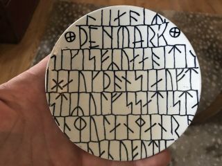 Vintage Nymolle Denmark “rune Alphabet” Dish Danish Art Pottery