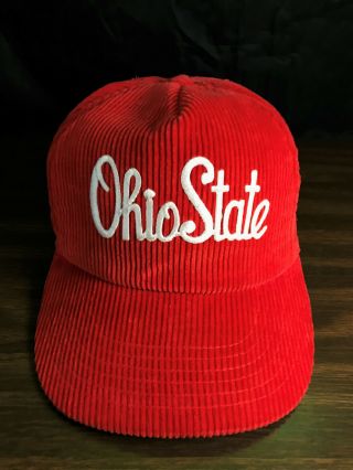 Vintage Ohio State Buckeyes Strapback Hat Cap Corduroy Script Osu Ncaa